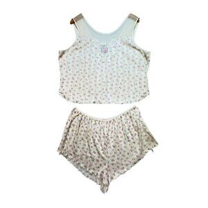 Secret Treasure Women's 2-pc Tank Top & Short Pajama Set Size 2XL Ivory Floral